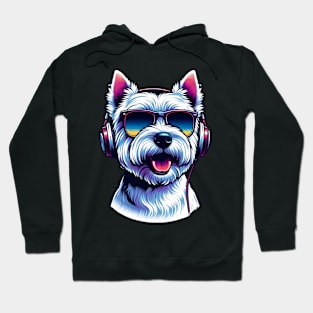 West Highland White Terrier Smiling DJ in Japanese Art Hoodie